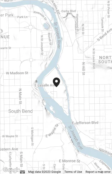 Map showing 300 East LaSalle in downtown South Bend